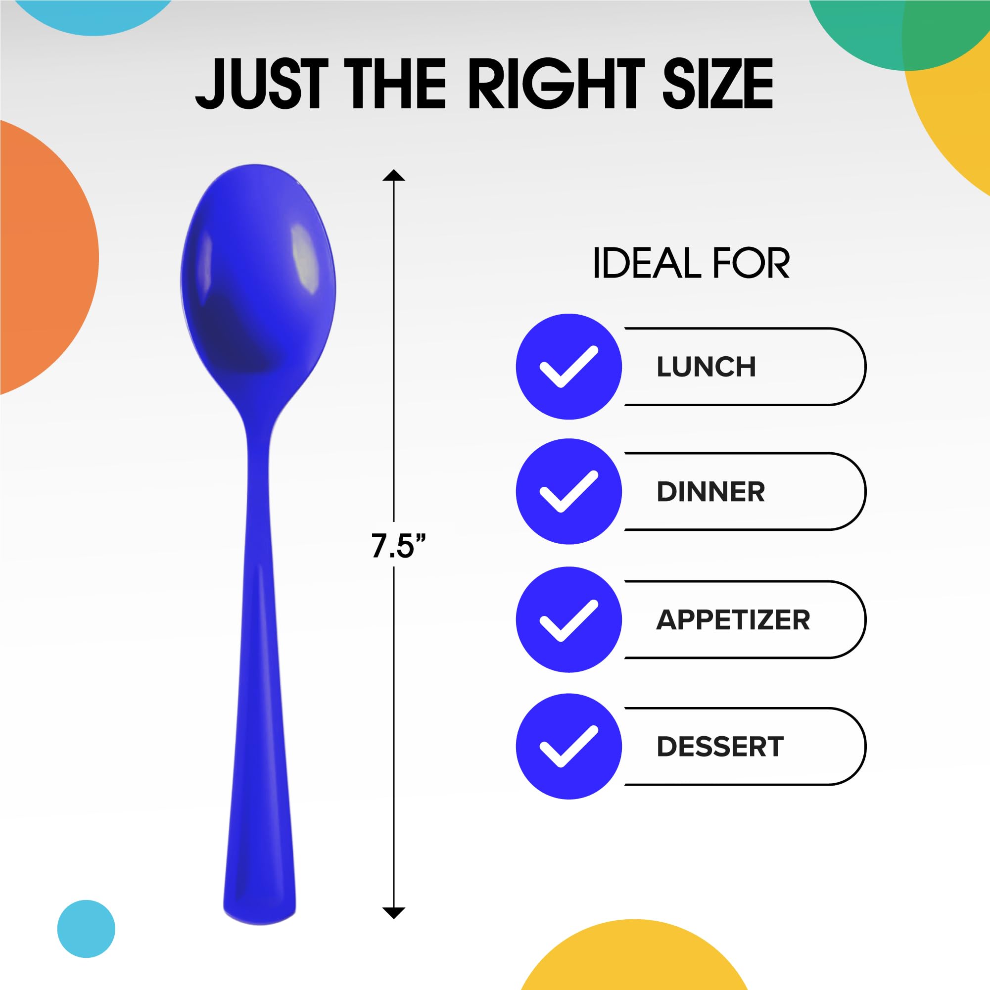 Heavy Duty Dark Blue Plastic Spoons - 7 in. | Case of 1200