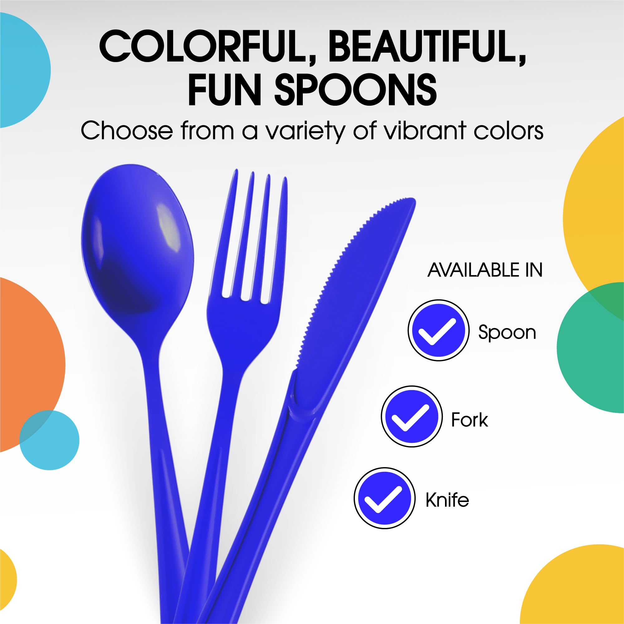 Heavy Duty Dark Blue Plastic Spoons - 7 in. | Case of 1200