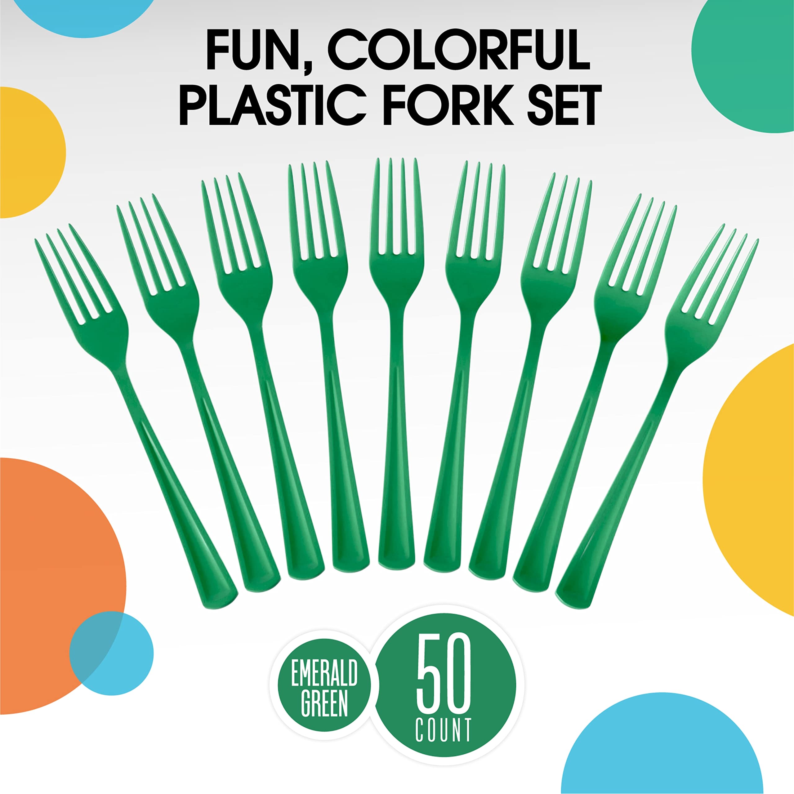Heavy Duty Emerald Green Plastic Forks - 7.5 in. | 100 Count