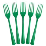 Heavy Duty Emerald Green Plastic Forks - 7.5 in. | 50 Count