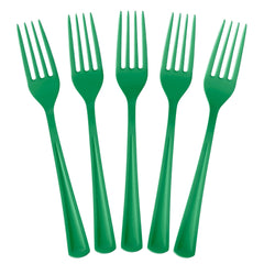 Heavy Duty Emerald Green Plastic Forks - 7.5 in. | 100 Count