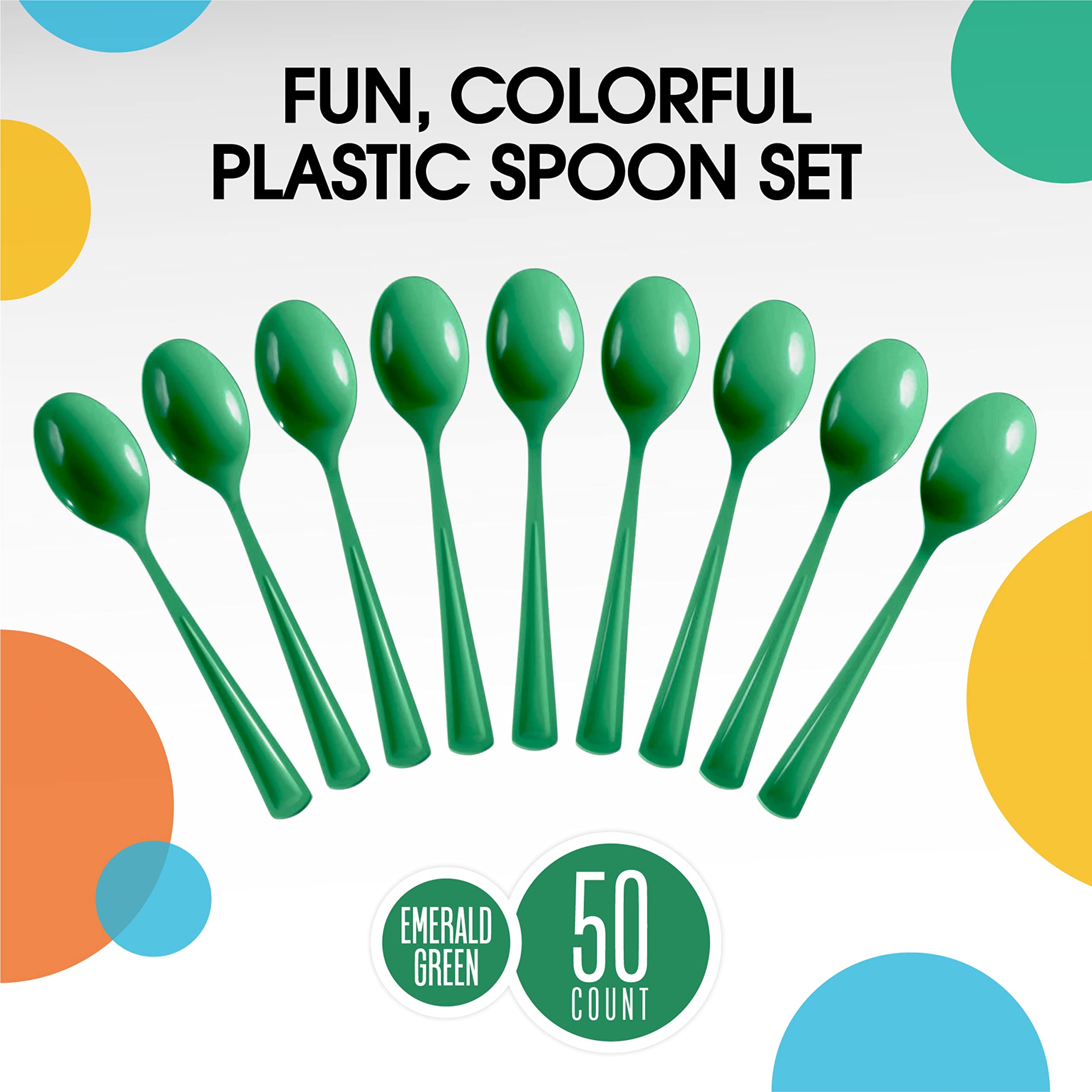 Heavy Duty Emerald Green Plastic Spoons - 7 in. | 100 Count