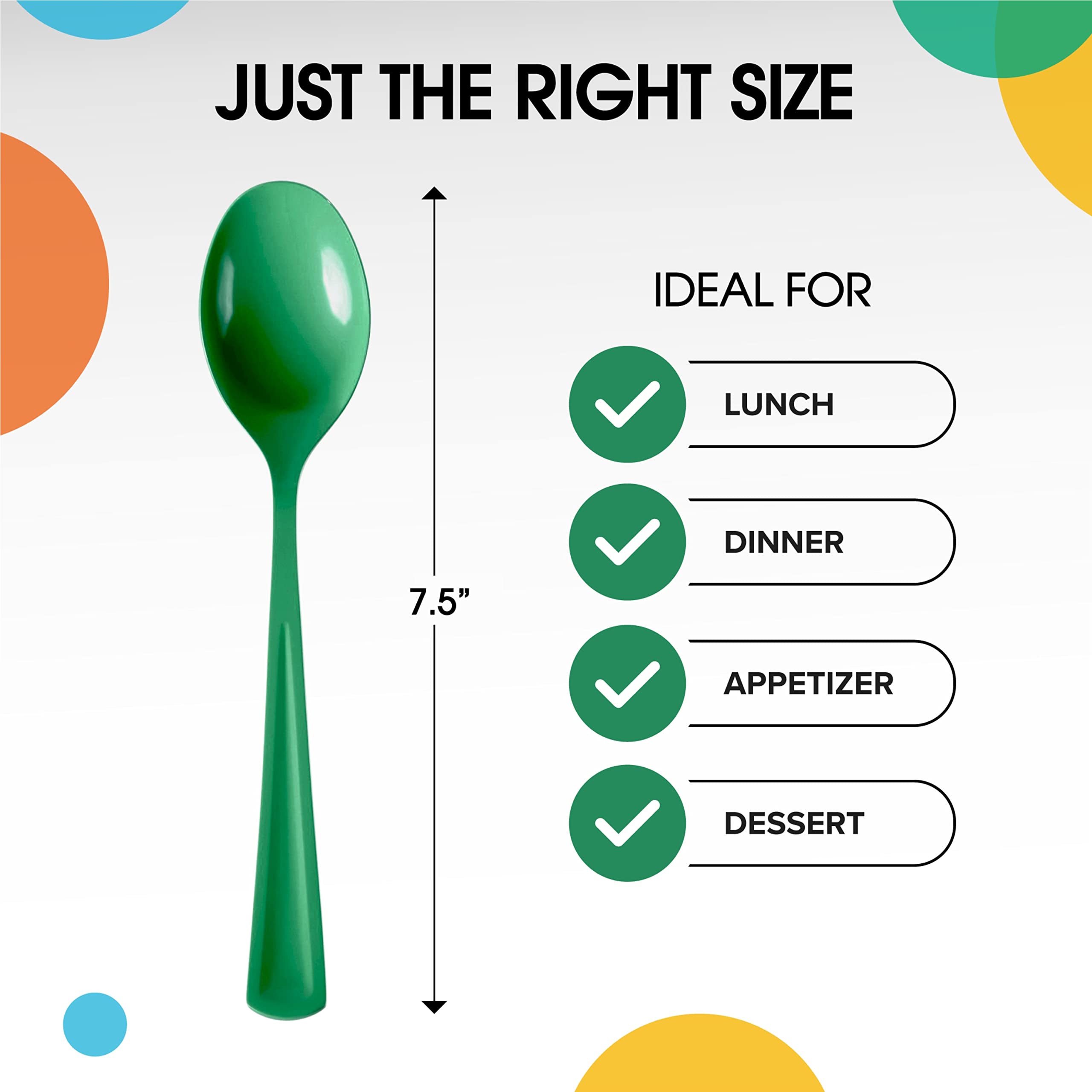 Heavy Duty Emerald Green Plastic Spoons - 7 in. | Case of 1200