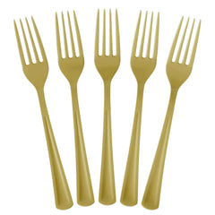 Heavy Duty Gold Plastic Forks - 7.5 in. | 100 Count