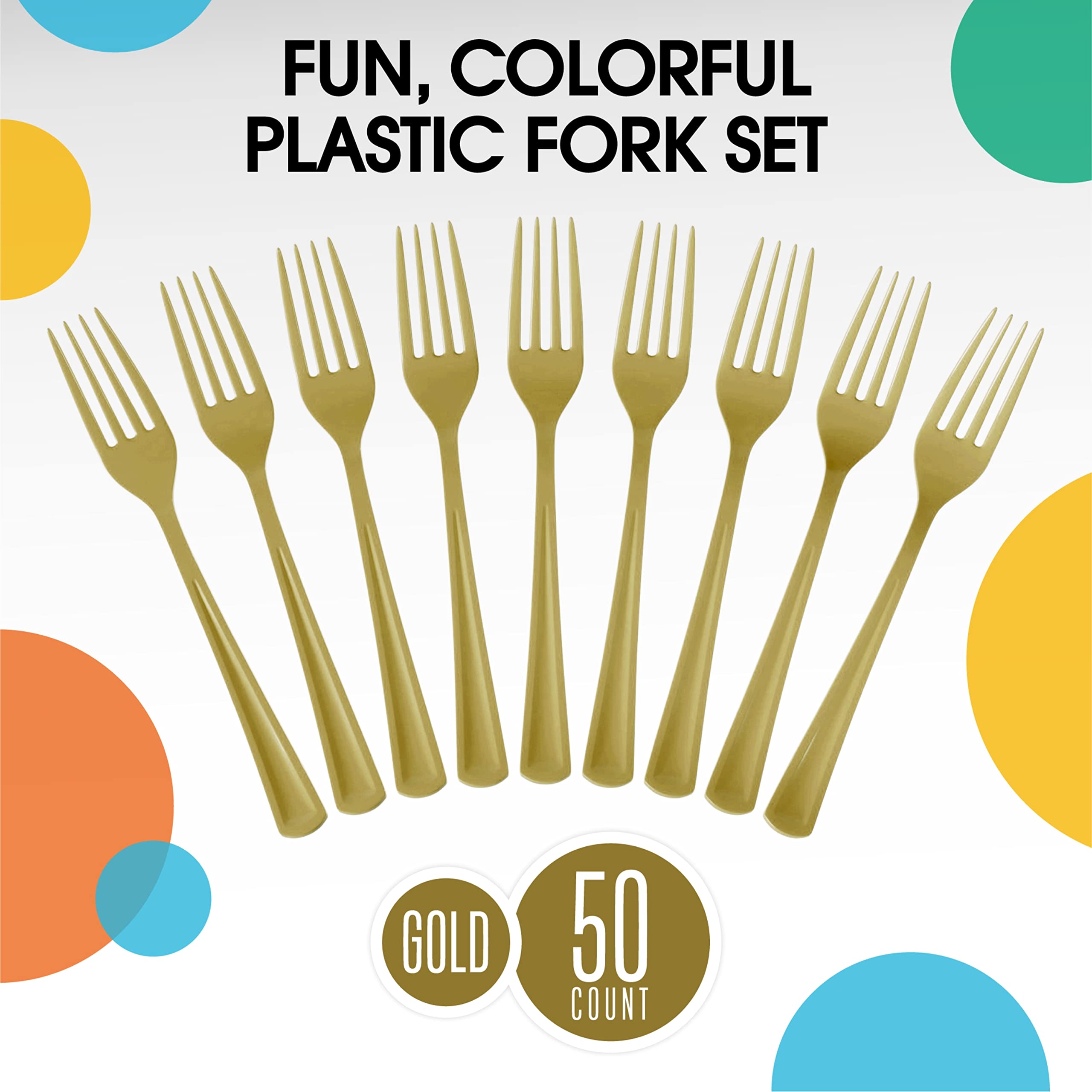 Heavy Duty Gold Plastic Forks - 7.5 in. | 100 Count