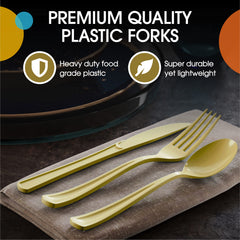 Heavy Duty Gold Plastic Forks - 7.5 in. | 100 Count