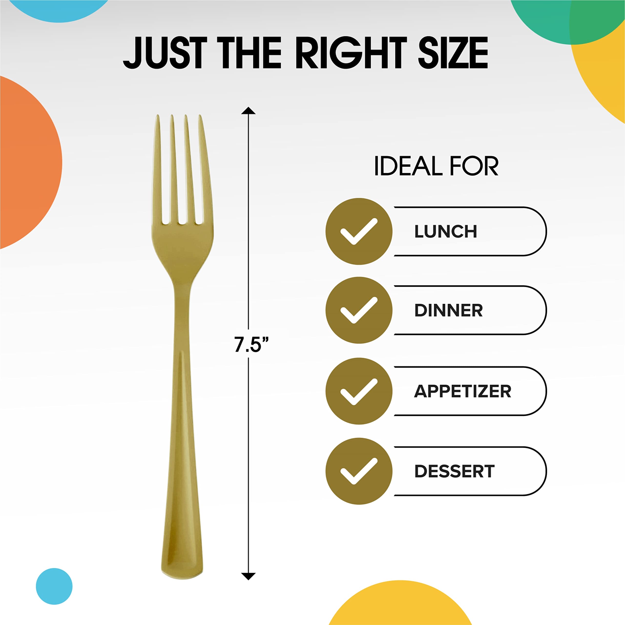 Heavy Duty Gold Plastic Forks - 7.5 in. | 100 Count