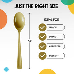 Heavy Duty Gold Plastic Spoons - 7 in. | 100 Count