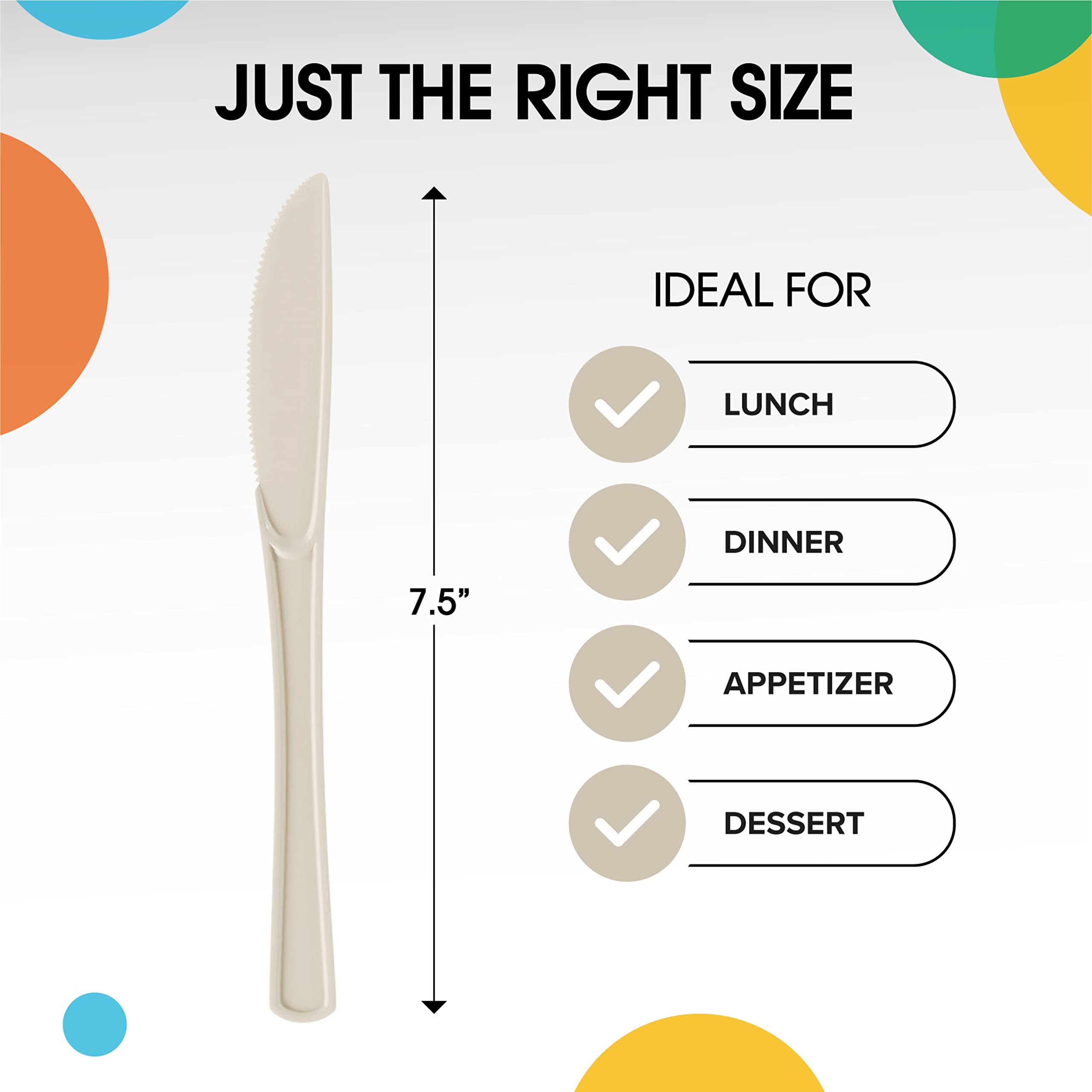 Heavy Duty Ivory Plastic Knives | Case of 1200