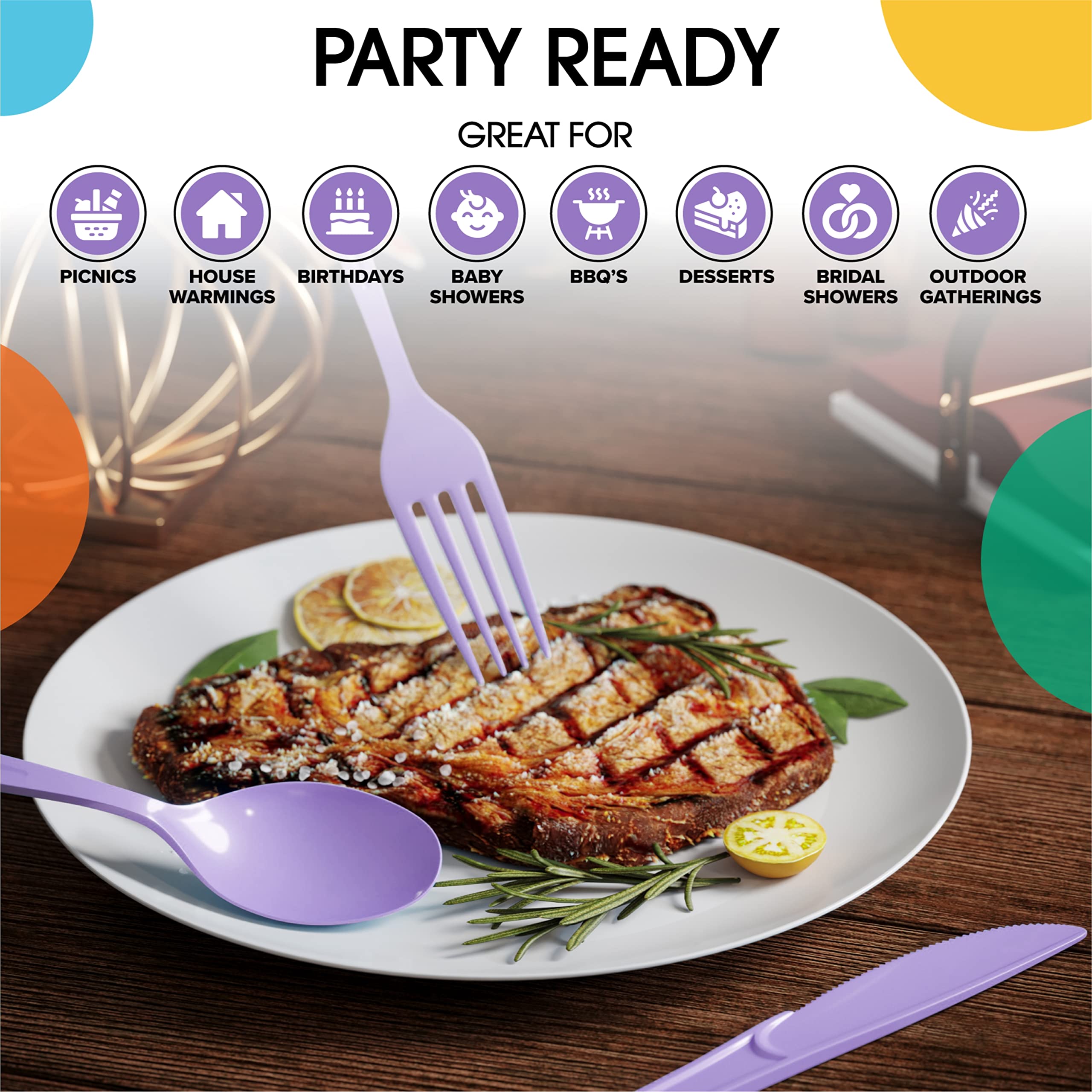 Heavy Duty Lavender Plastic Knives - 7.75 in. | 100 Count