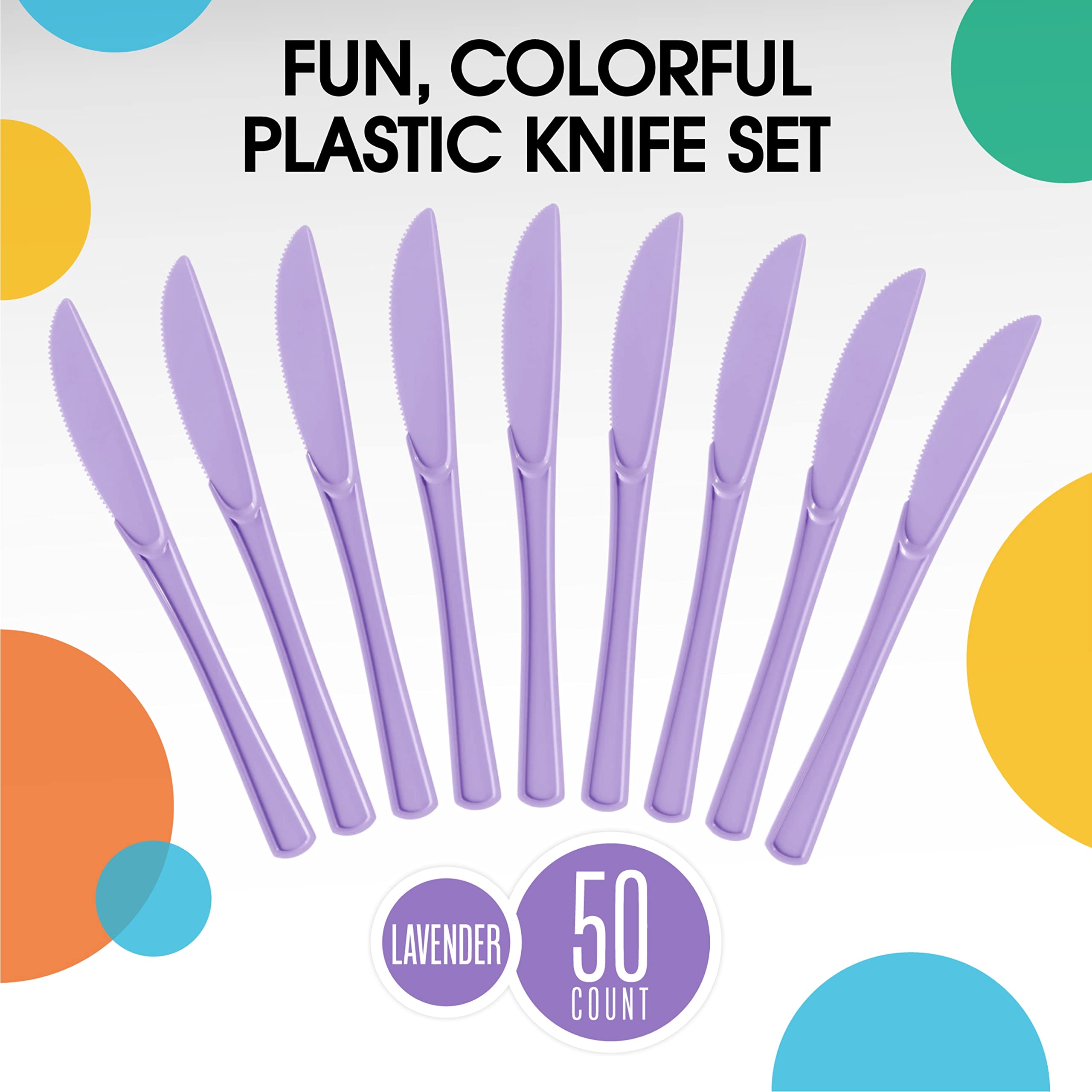 Heavy Duty Lavender Plastic Knives - 7.75 in. | 100 Count