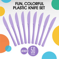 Heavy Duty Lavender Plastic Knives - 7.75 in. | 100 Count