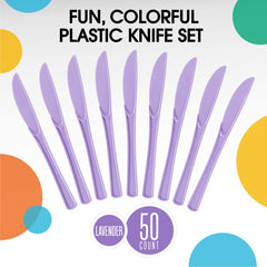 Heavy Duty Lavender Plastic Knives | 50 Count