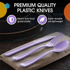 Heavy Duty Lavender Plastic Knives - 7.75 in. | 100 Count
