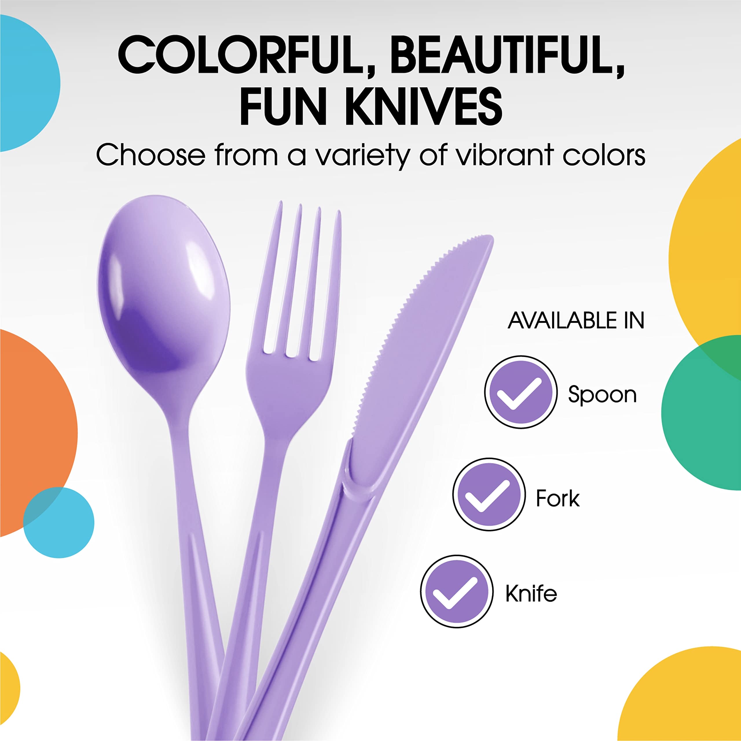 Heavy Duty Lavender Plastic Knives - 7.75 in. | 100 Count