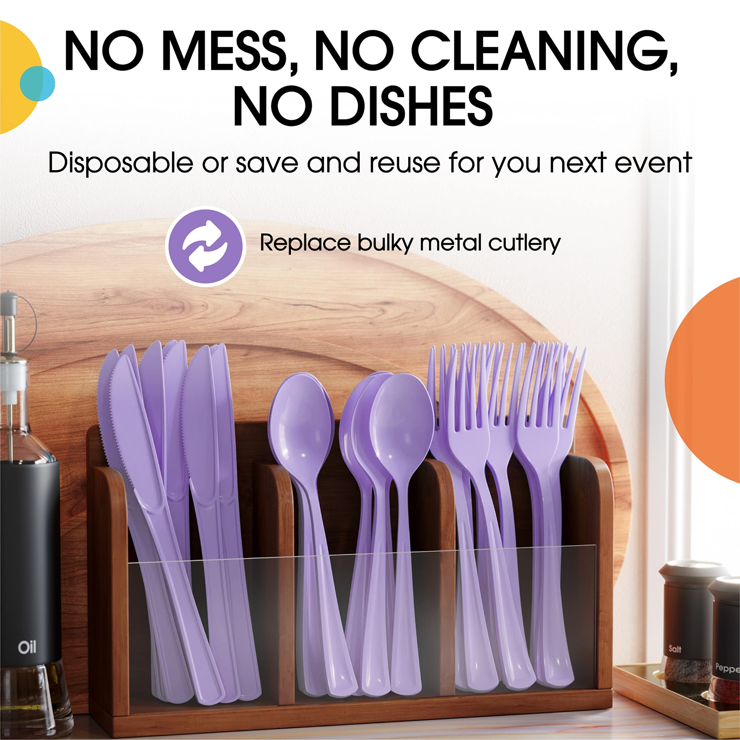 Heavy Duty Lavender Plastic Knives - 7.75 in. | 100 Count