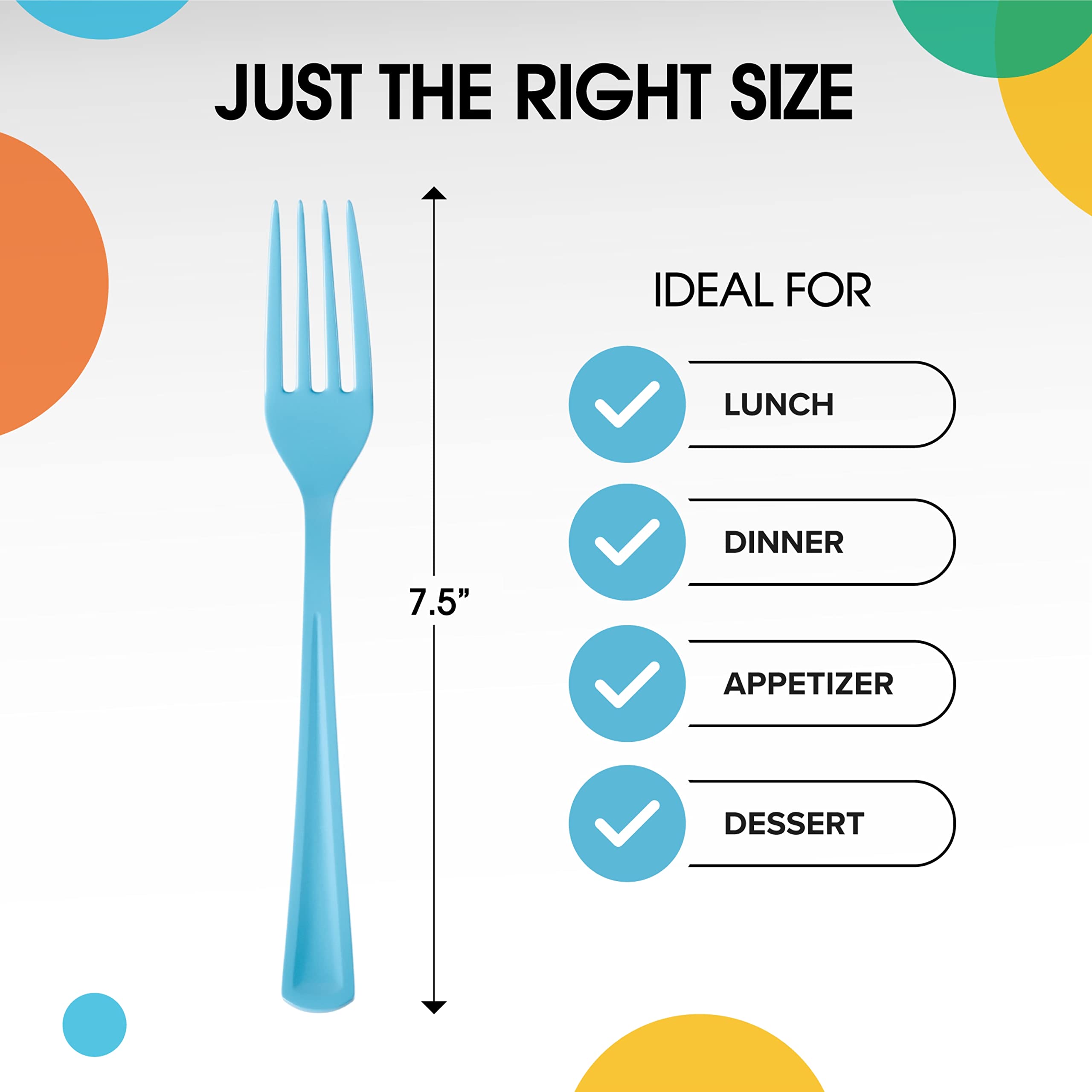 Heavy Duty Light Blue Plastic Forks - 7.5 in. | 100 Count