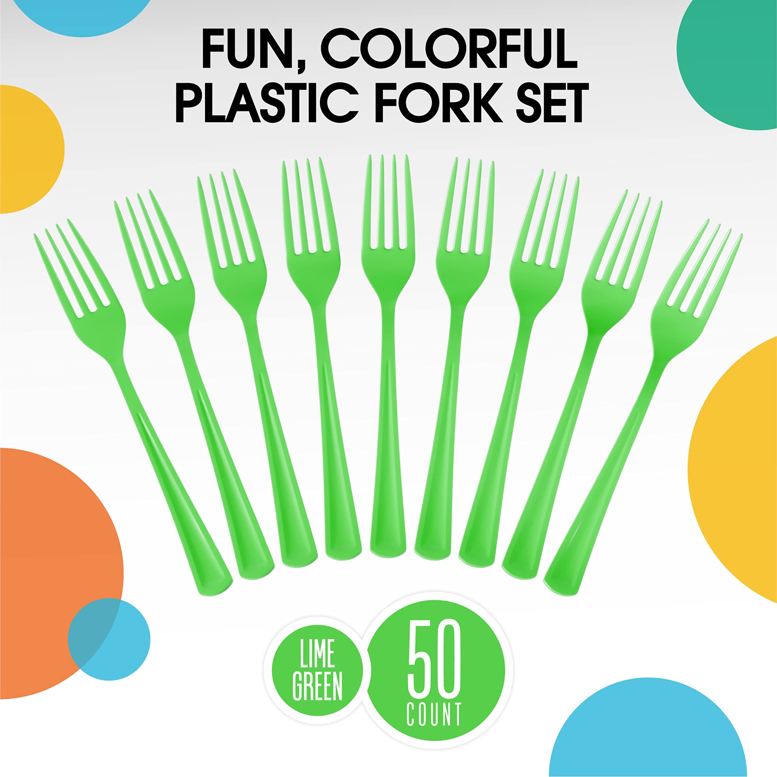 Heavy Duty Lime Green Plastic Forks - 7.5 in. | 100 Count