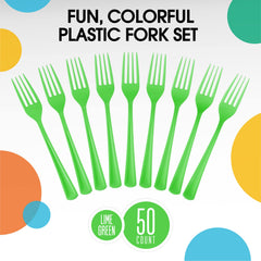 Heavy Duty Lime Green Plastic Forks - 7.5 in. | 100 Count