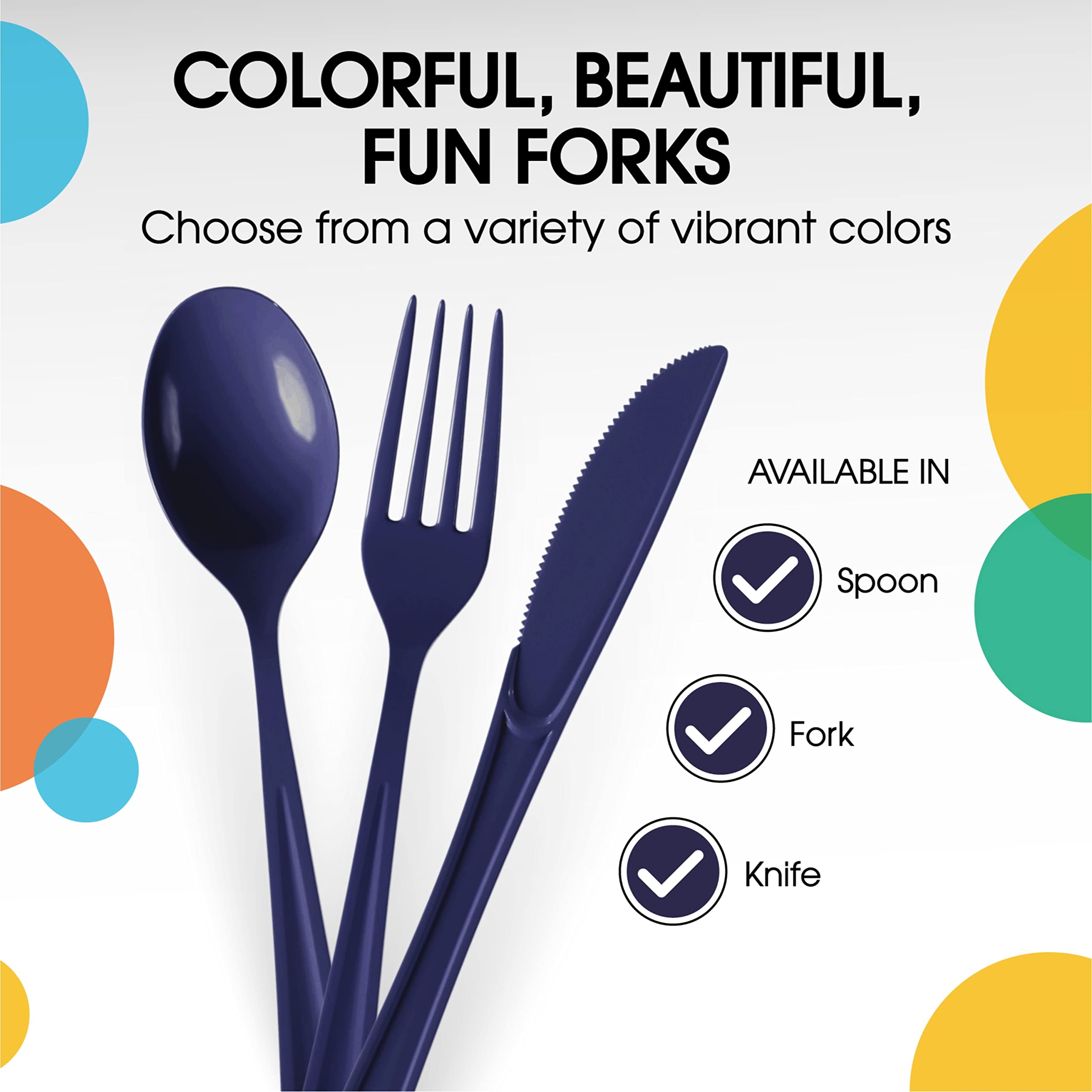 Heavy Duty Navy Plastic Forks - 7.5 in. | Case of 1200