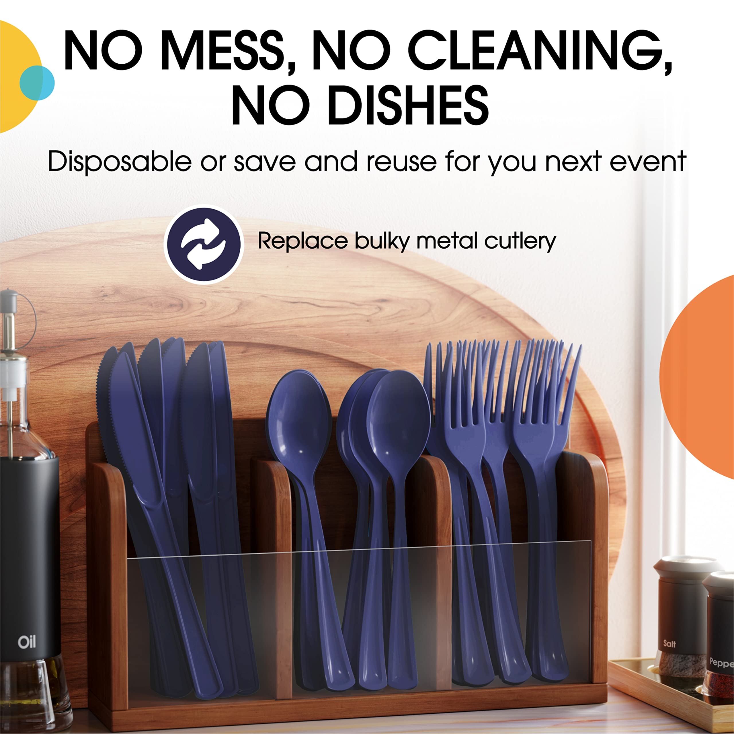 Heavy Duty Navy Plastic Forks - 7.5 in. | Case of 1200