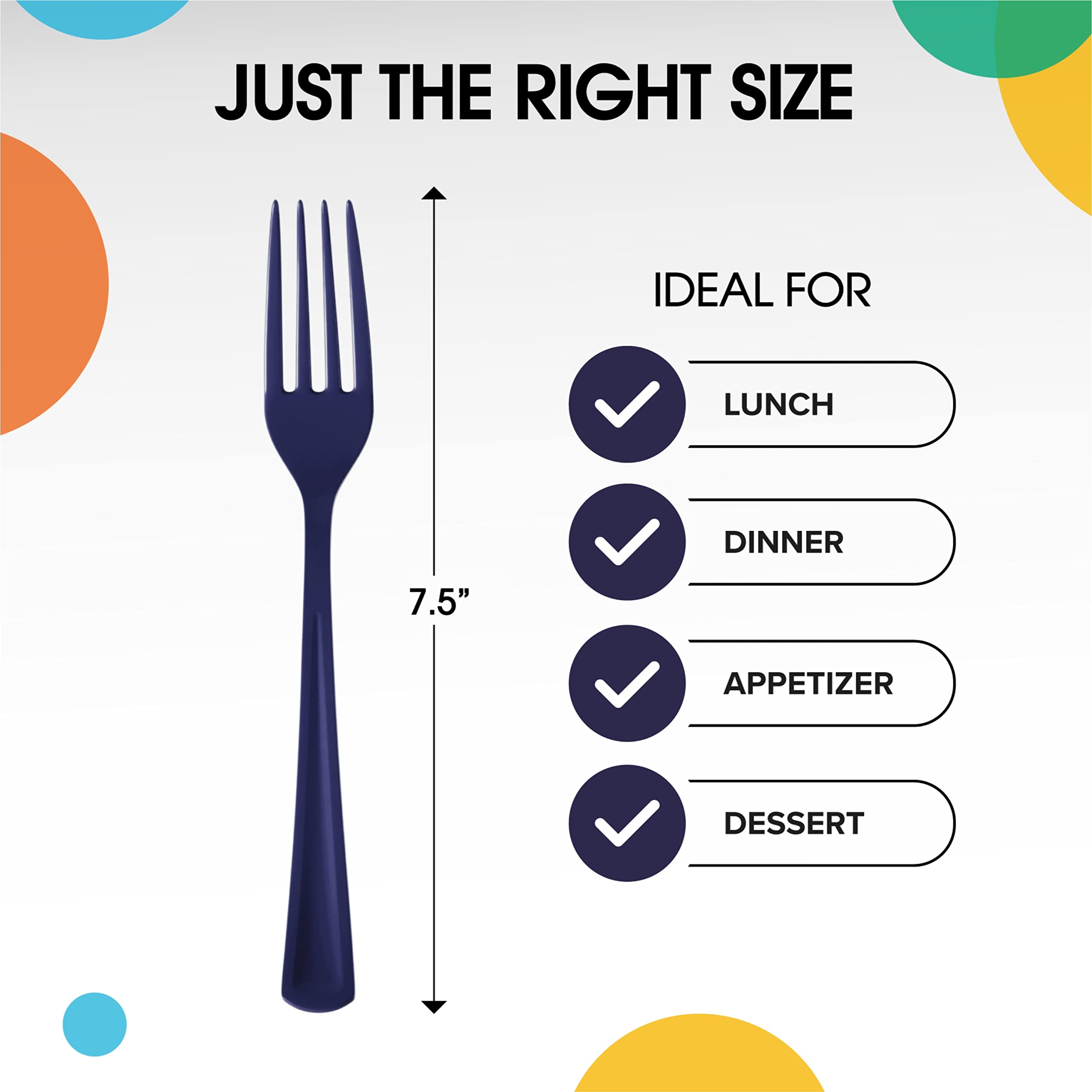 Heavy Duty Navy Plastic Forks - 7.5 in. | Case of 1200