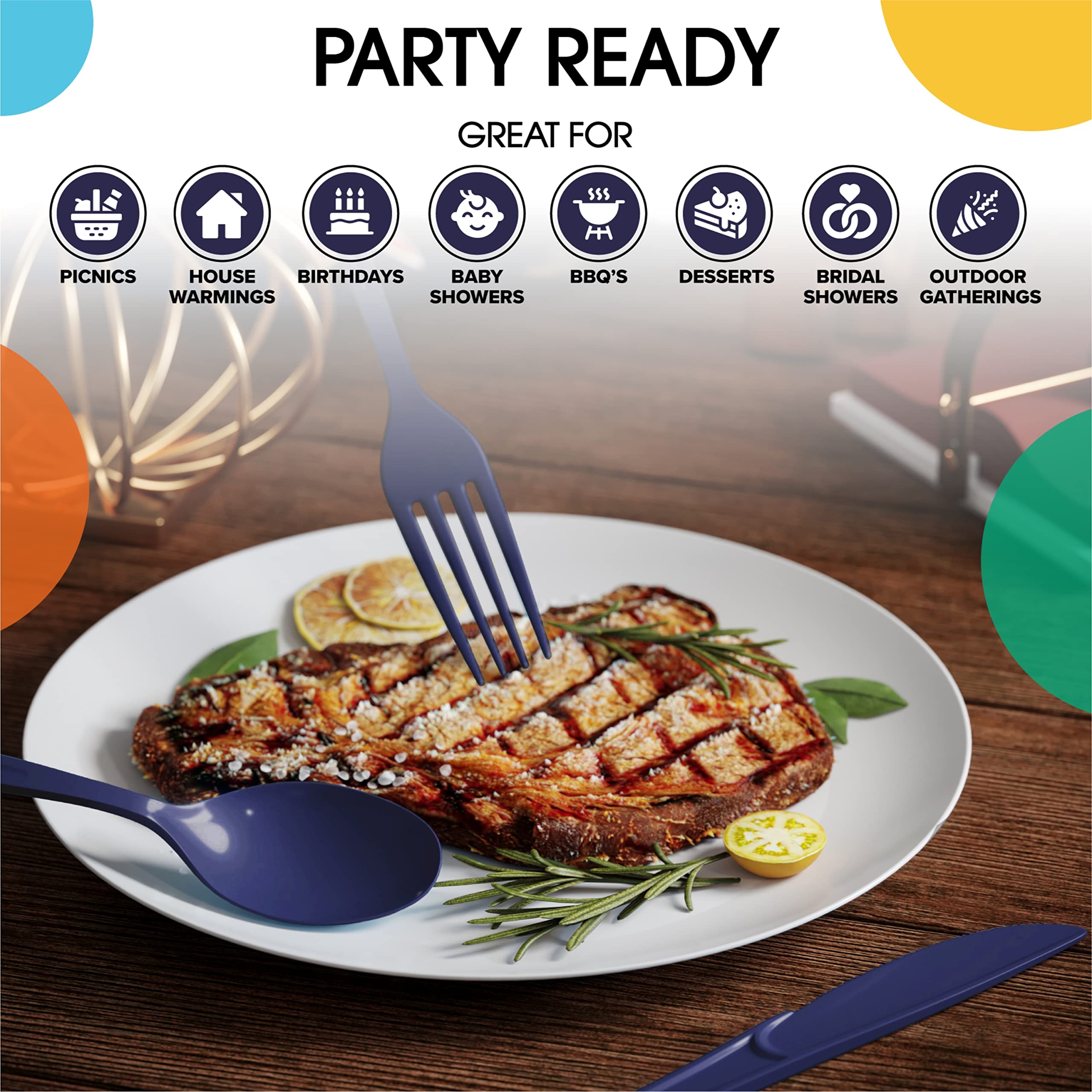 Heavy Duty Navy Plastic Forks - 7.5 in. | Case of 1200