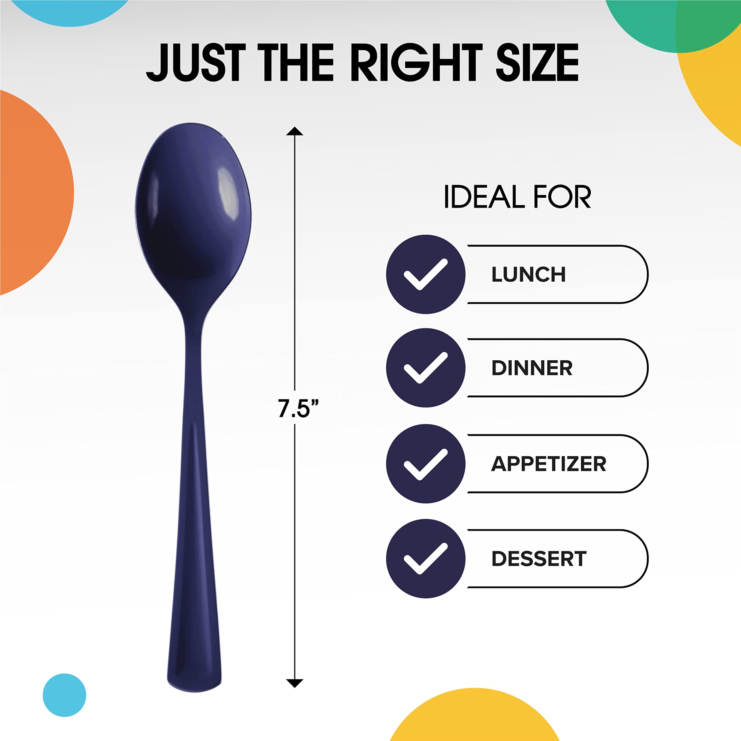 Heavy Duty Navy Plastic Spoons | 50 Count
