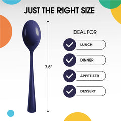 Heavy Duty Navy Plastic Spoons - 7 in. | Case of 1200