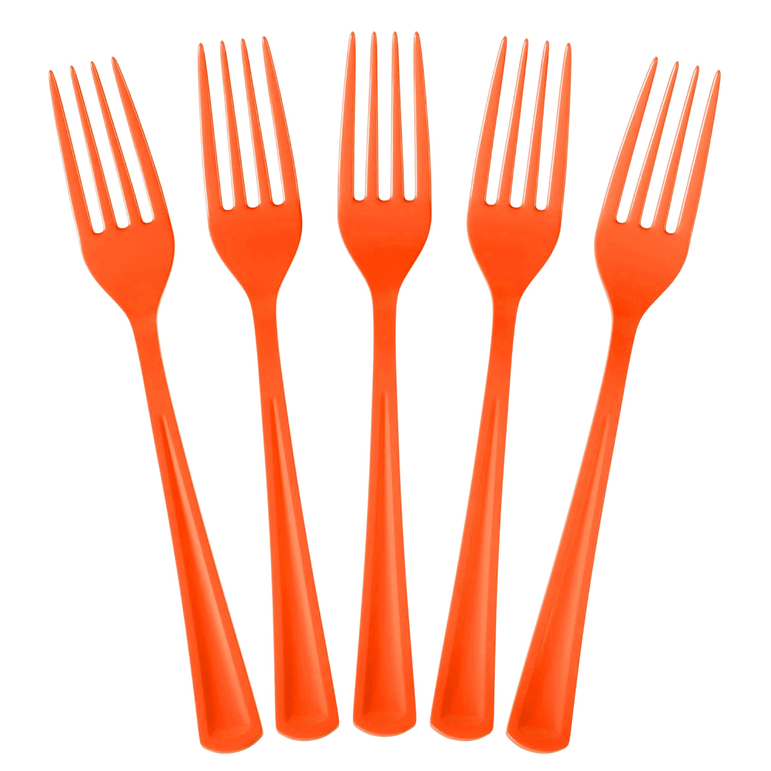 Heavy Duty Orange Plastic Forks - 7.5 in. | 100 Count