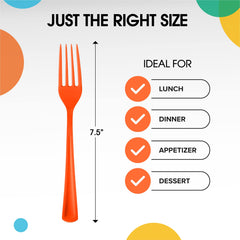 Little Gym - Heavy Duty Orange Plastic Forks | 50 Count