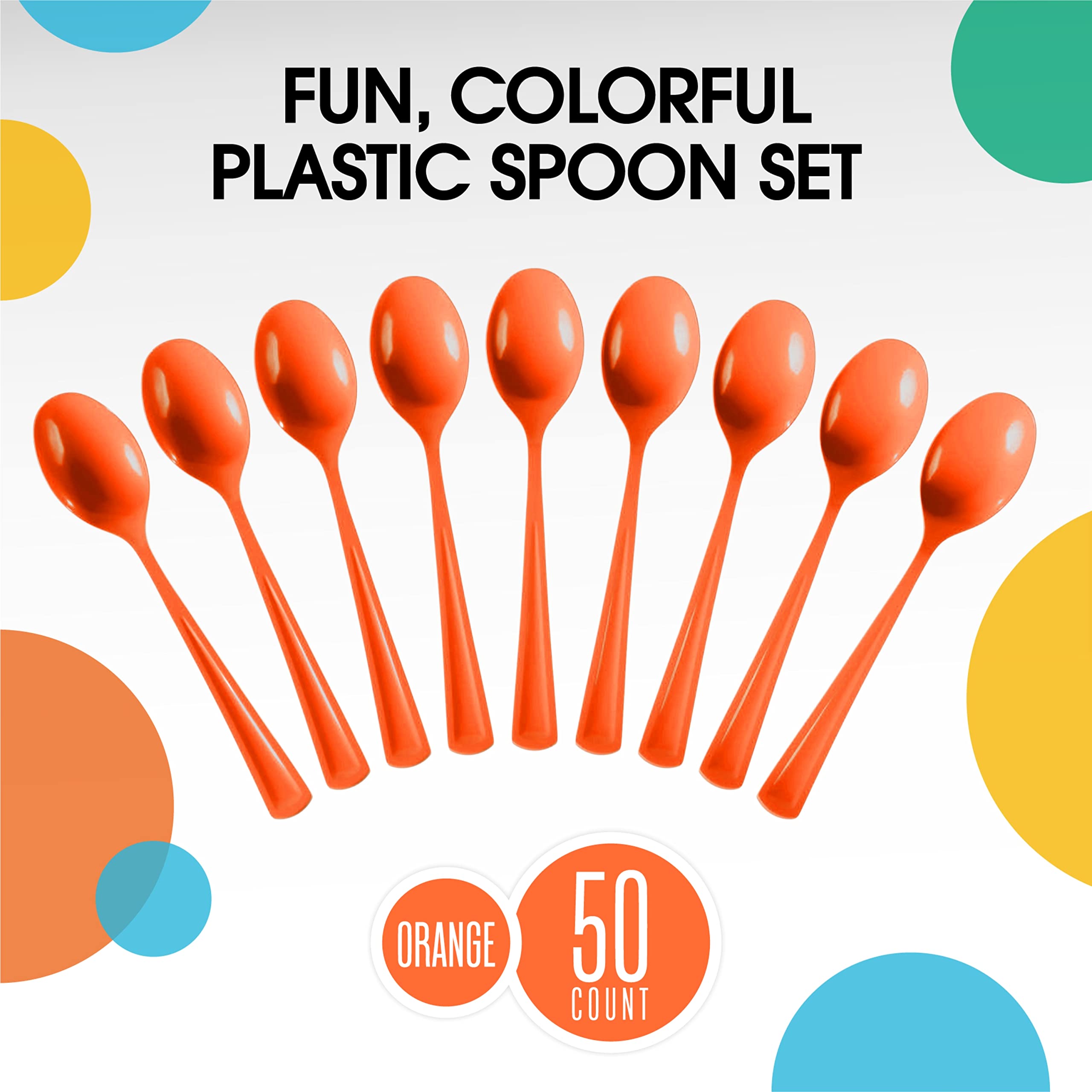 Heavy Duty Orange Plastic Spoons - 7 in. | 100 Count