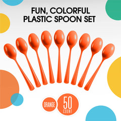 Heavy Duty Orange Plastic Spoons - 7 in. | 100 Count