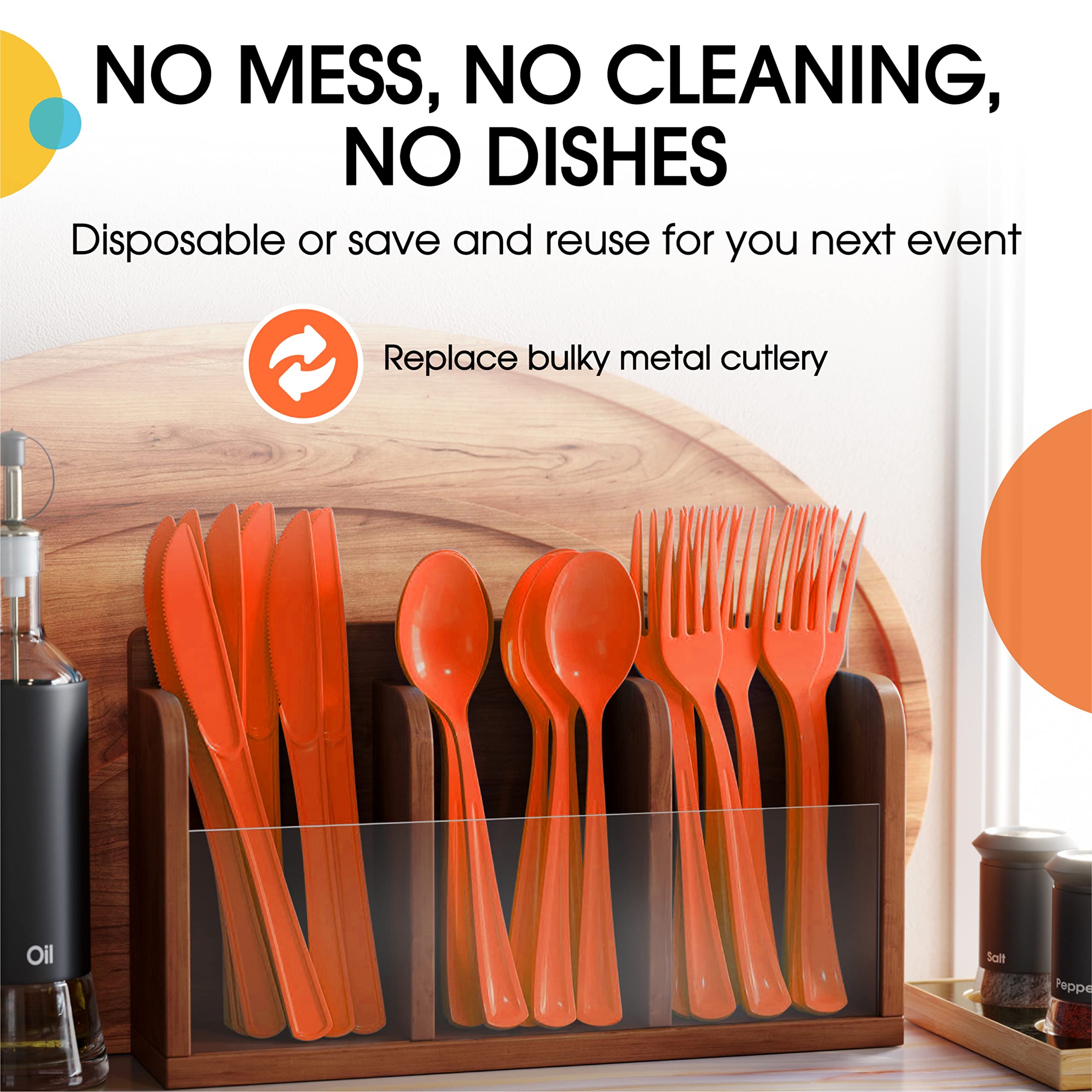 Heavy Duty Orange Plastic Spoons - 7 in. | 100 Count