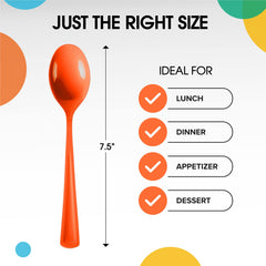 Heavy Duty Orange Plastic Spoons - 7 in. | 100 Count