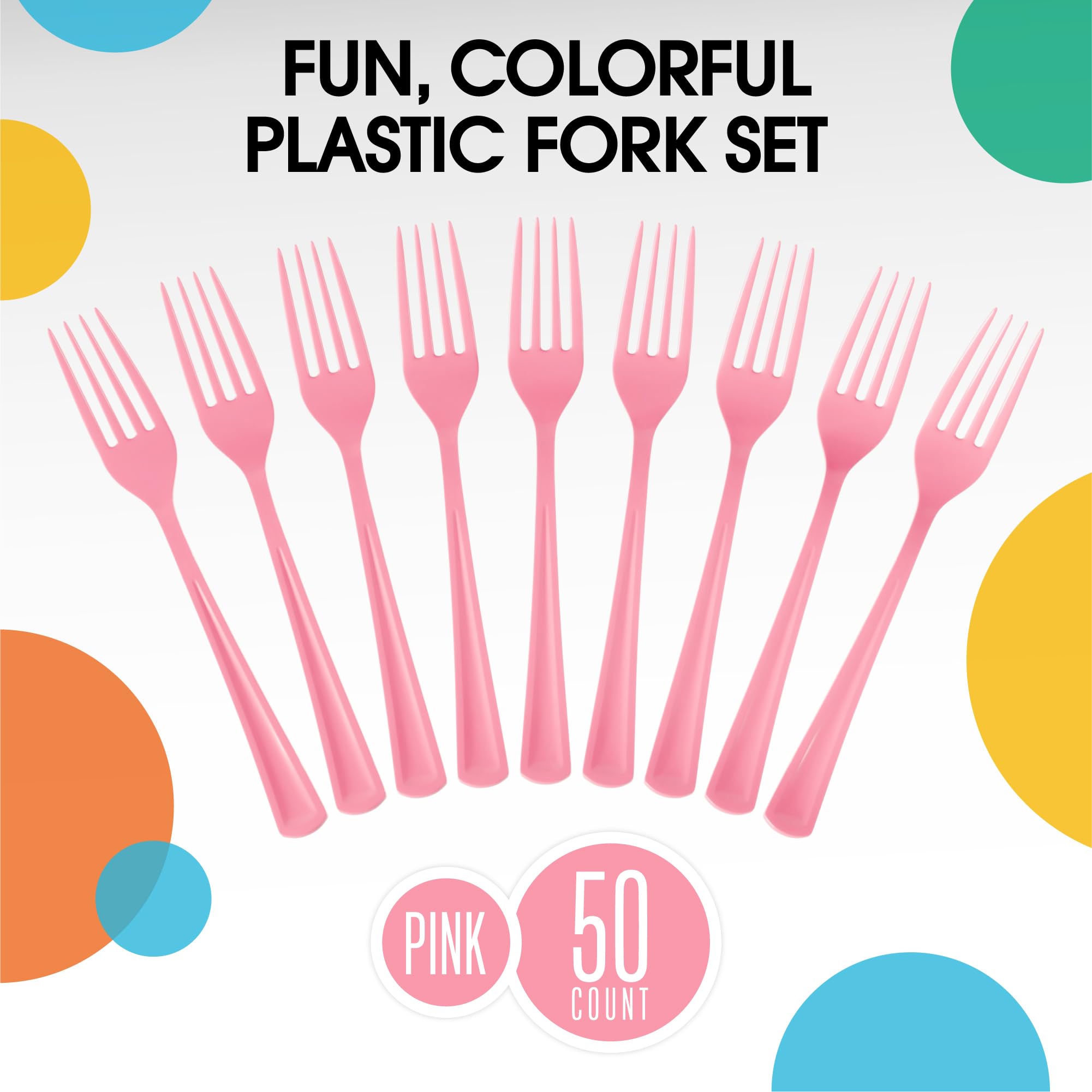 Heavy Duty Pink Plastic Forks - 7.5 in. | 100 Count