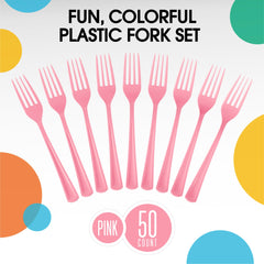 Heavy Duty Pink Plastic Forks - 7.5 in. | 100 Count