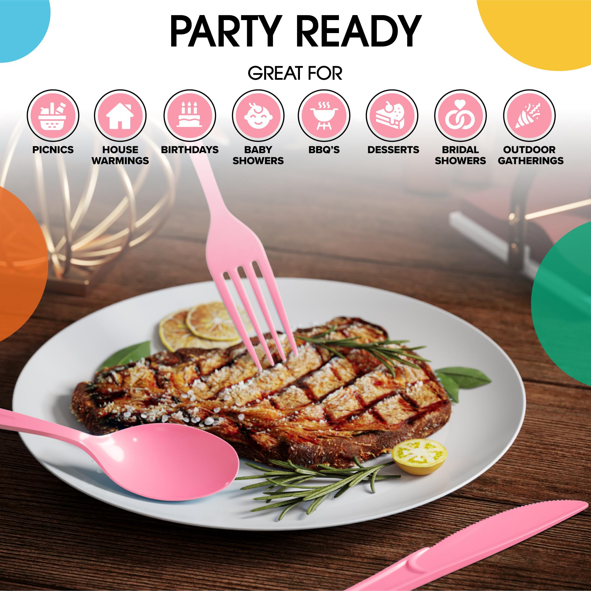 Heavy Duty Pink Plastic Forks - 7.5 in. | Case of 1200