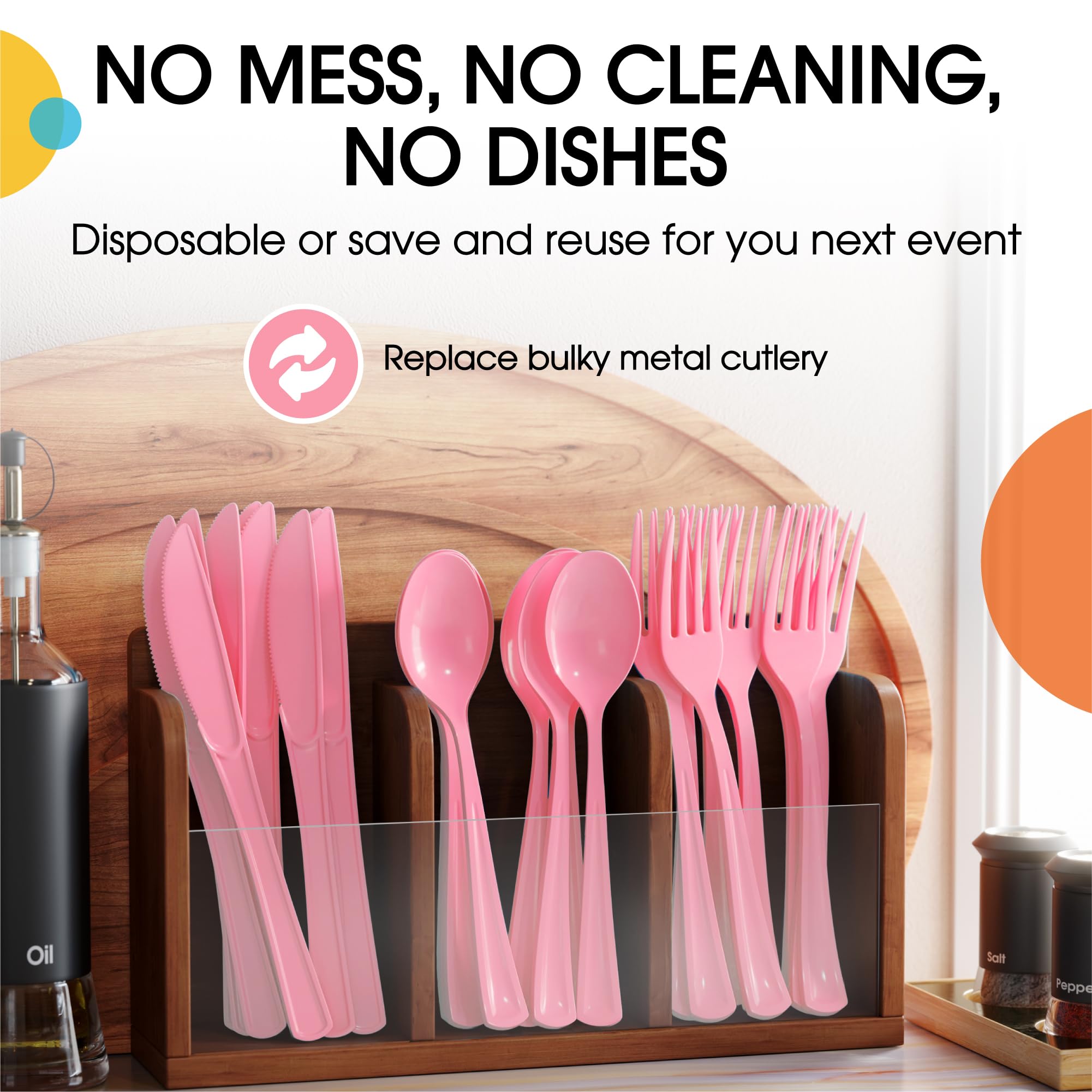 Heavy Duty Pink Plastic Forks - 7.5 in. | 100 Count