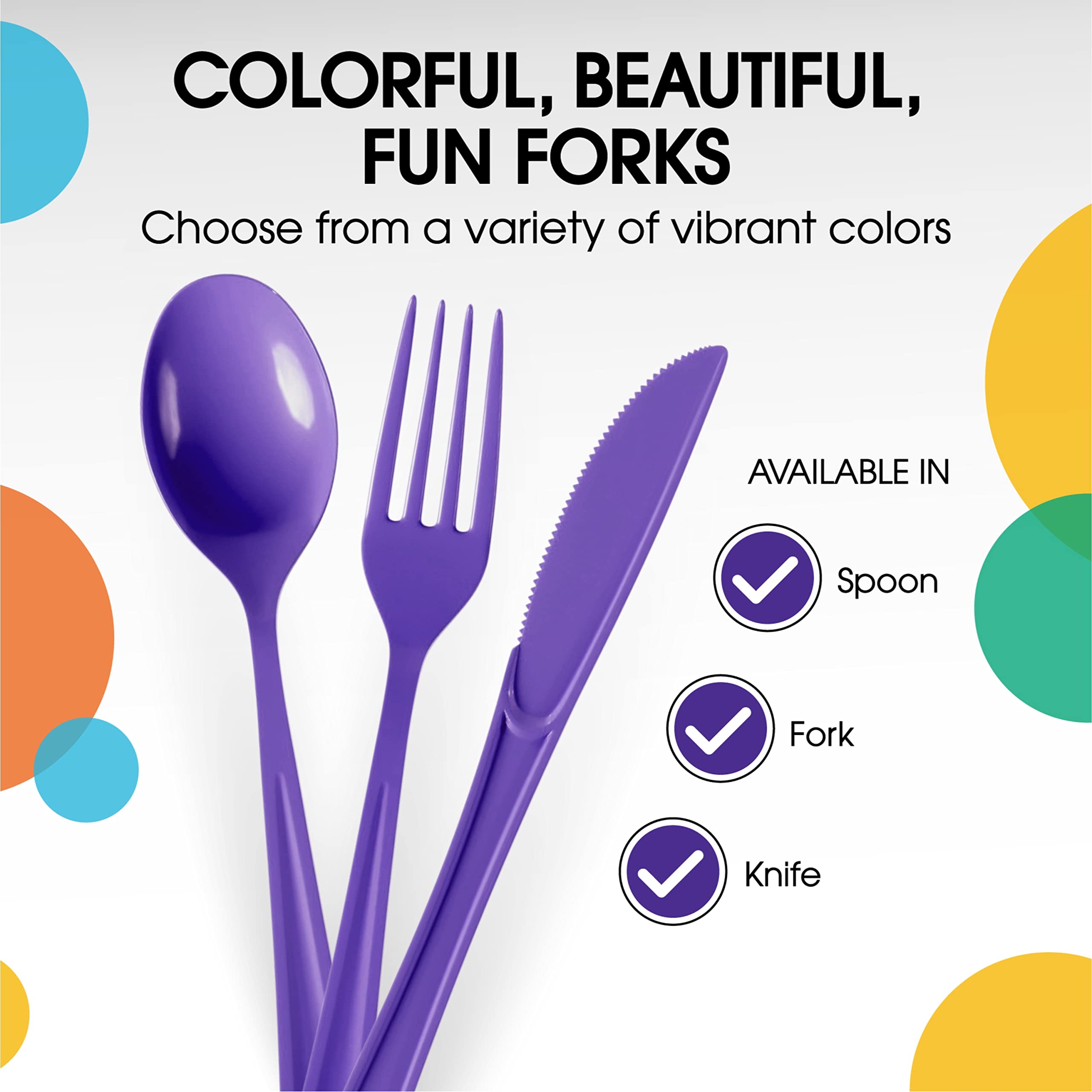 Heavy Duty Purple Plastic Forks - 7.5 in. | 100 Count