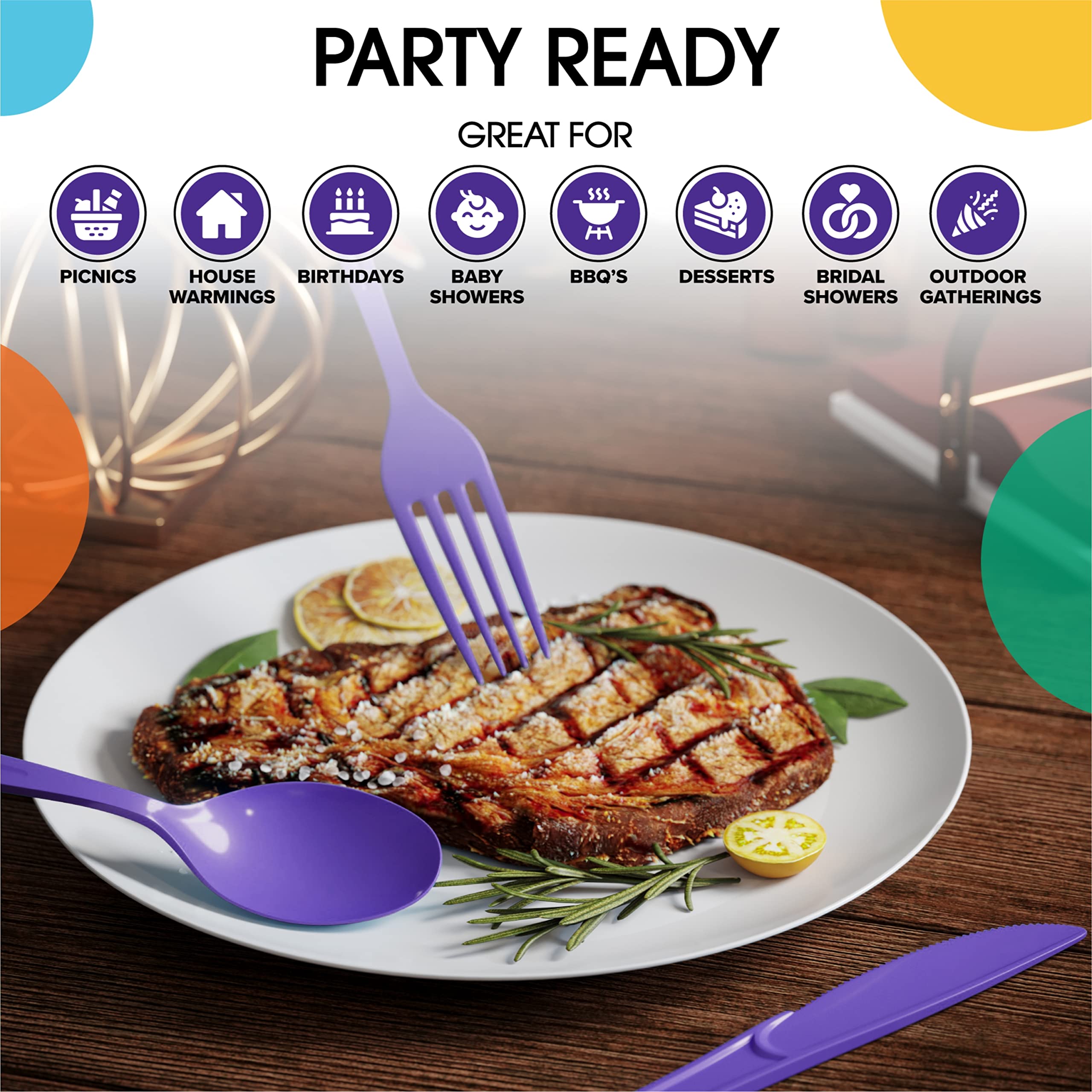 Heavy Duty Purple Plastic Forks - 7.5 in. | 100 Count
