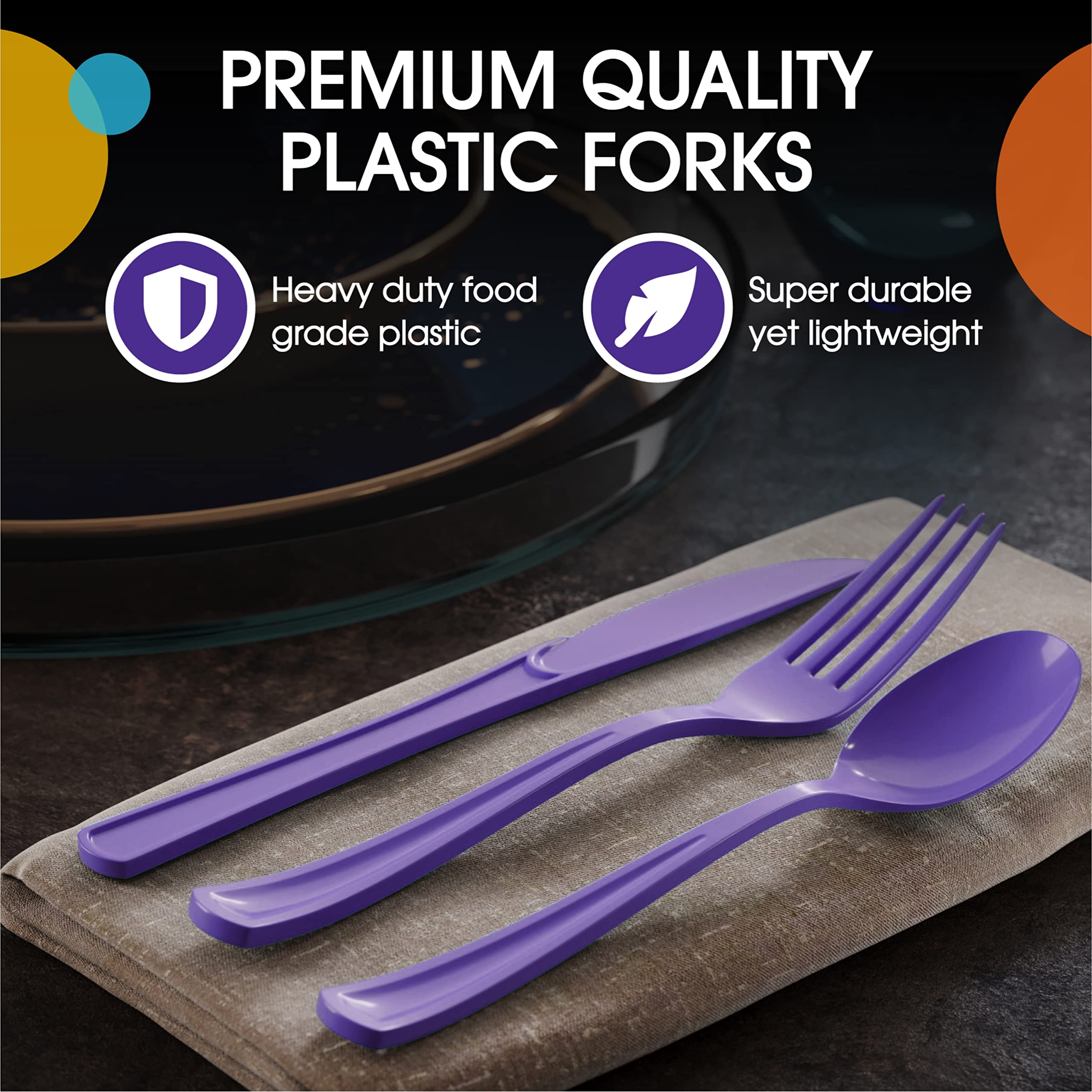 Heavy Duty Purple Plastic Forks - 7.5 in. | Case of 1200