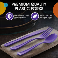 Heavy Duty Purple Plastic Forks - 7.5 in. | 100 Count