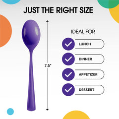 Heavy Duty Purple Plastic Spoons - 7 in. | 100 Count