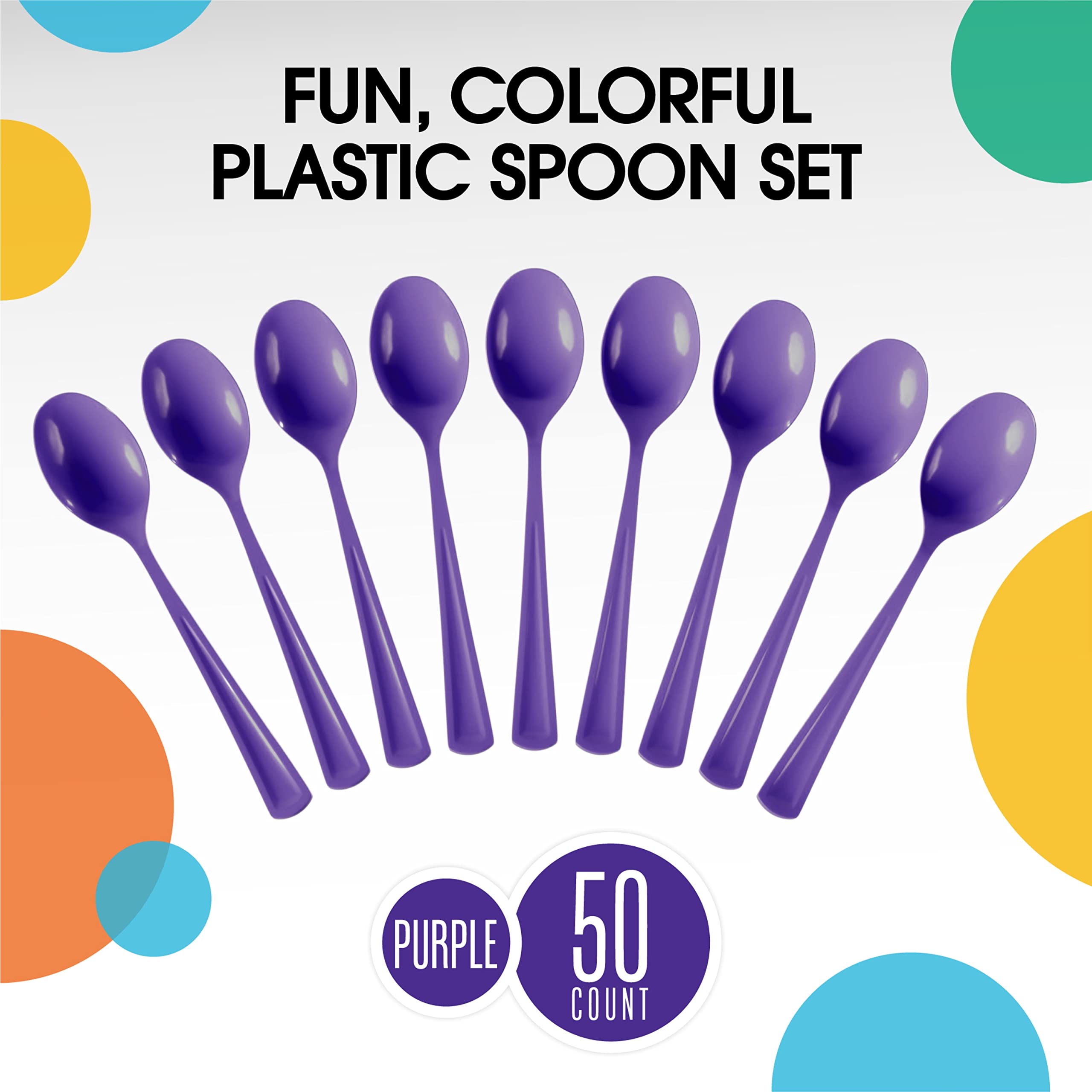 Heavy Duty Purple Plastic Spoons - 7 in. | 100 Count