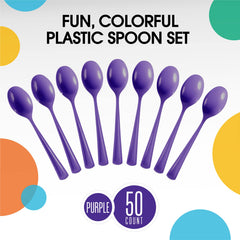 Heavy Duty Purple Plastic Spoons - 7 in. | 100 Count