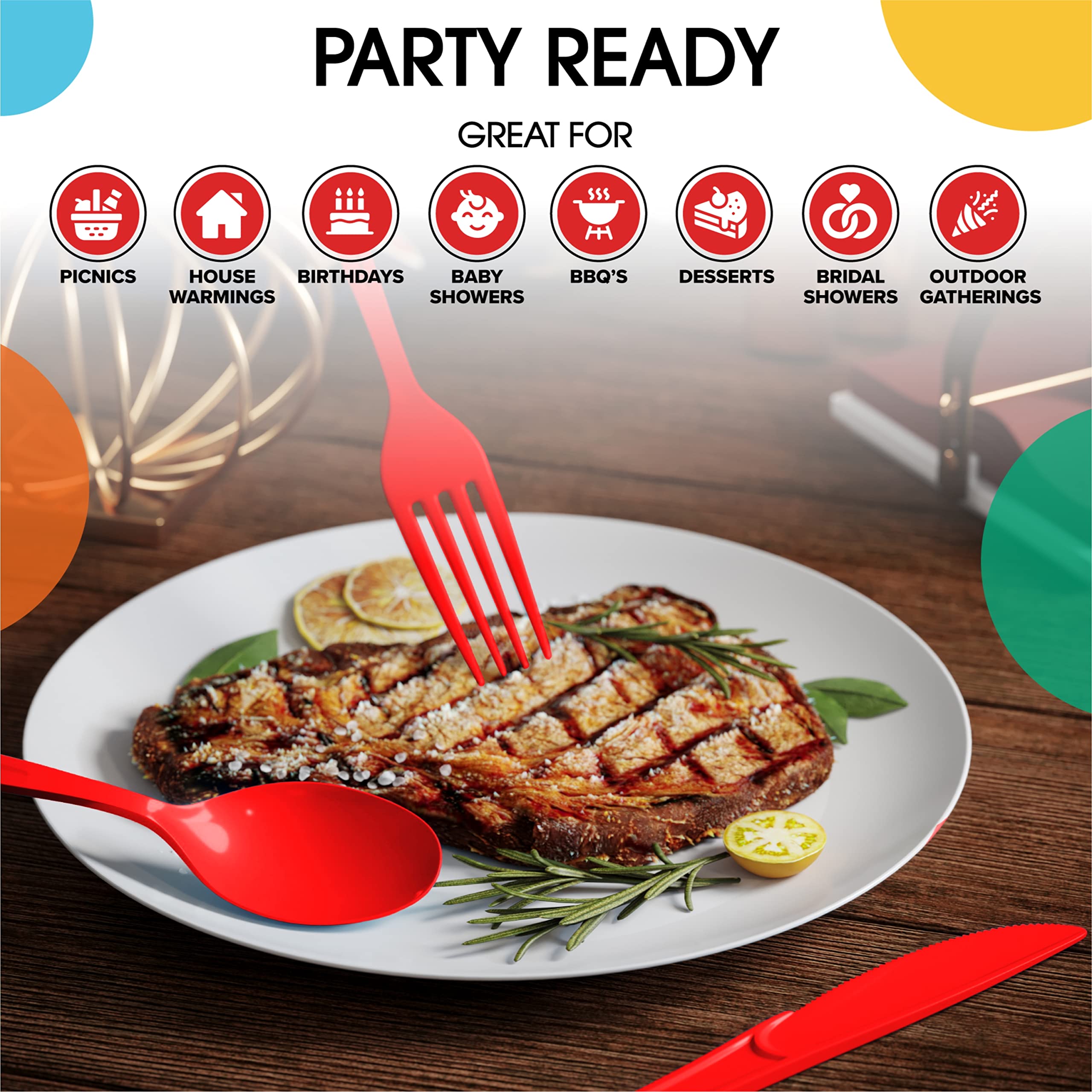 Heavy Duty Red Plastic Forks - 7.5 in. | 100 Count