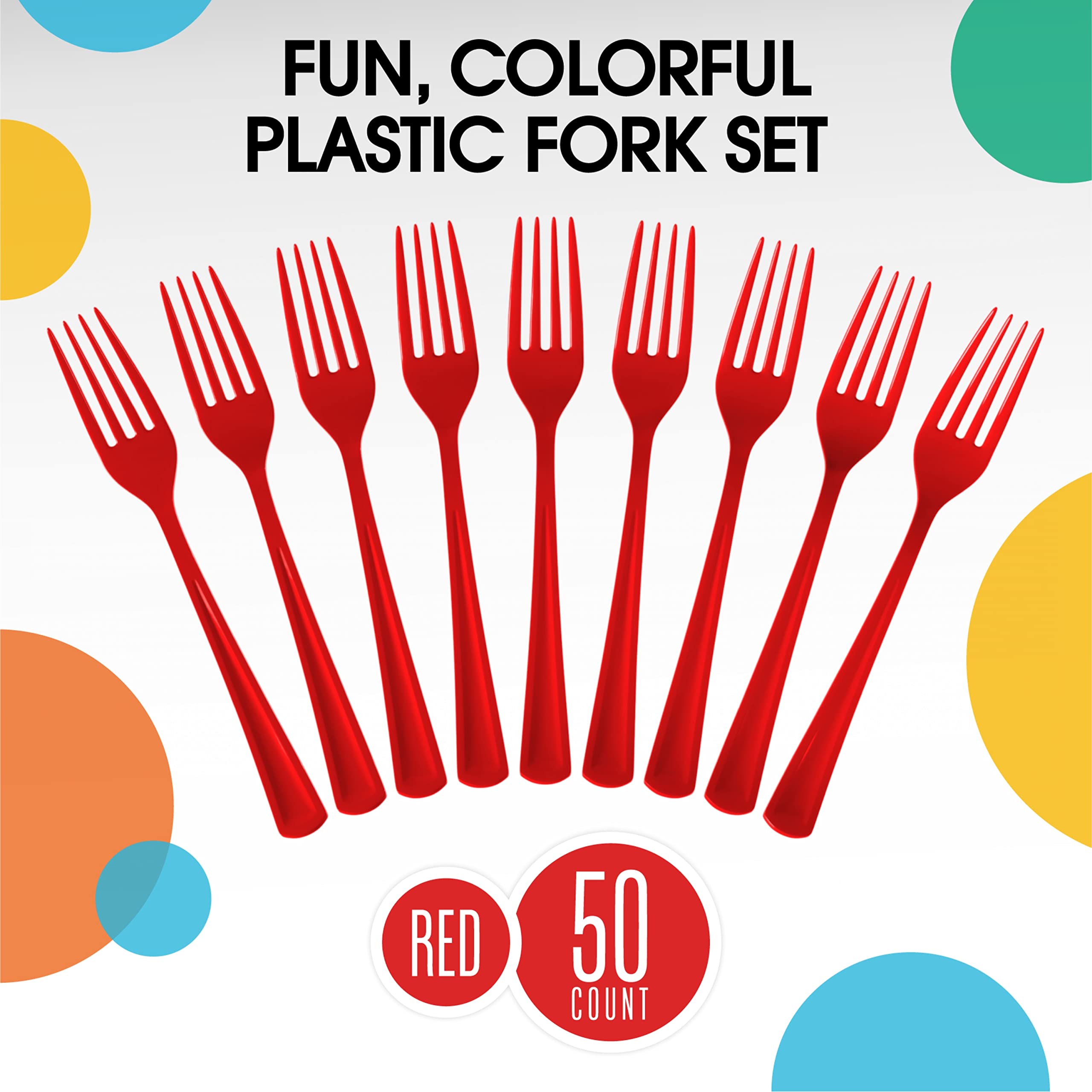 Heavy Duty Red Plastic Forks - 7.5 in. | 100 Count