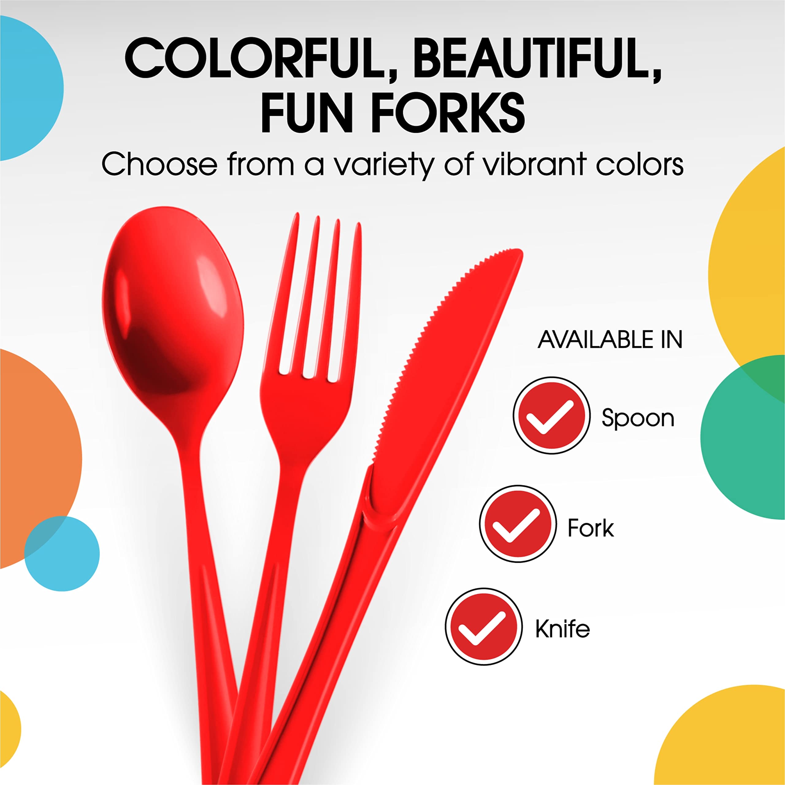 Heavy Duty Red Plastic Forks - 7.5 in. | 100 Count