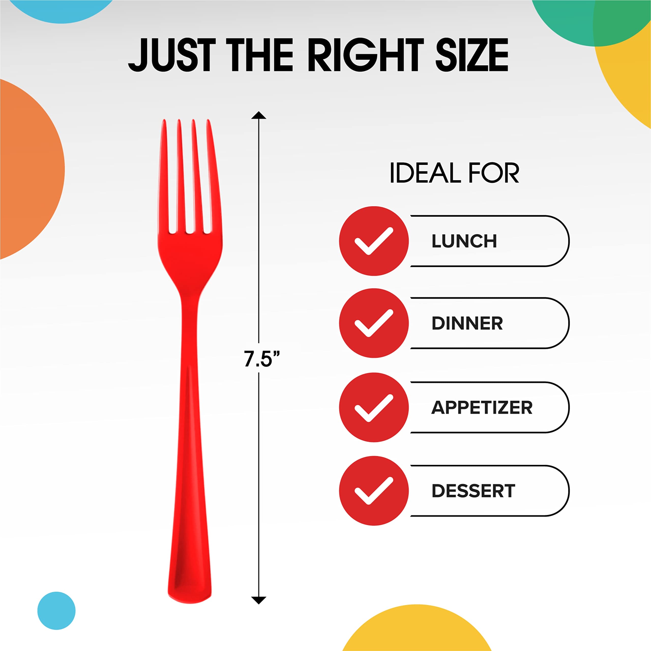 Heavy Duty Red Plastic Forks - 7.5 in. | 100 Count